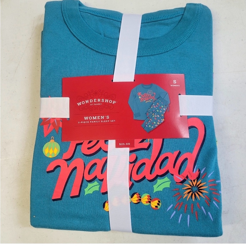 Women's Feliz Navidad Christmas 2pc Pajama Set, Turquoise Blue - Wondershop - Picture 3 of 6
